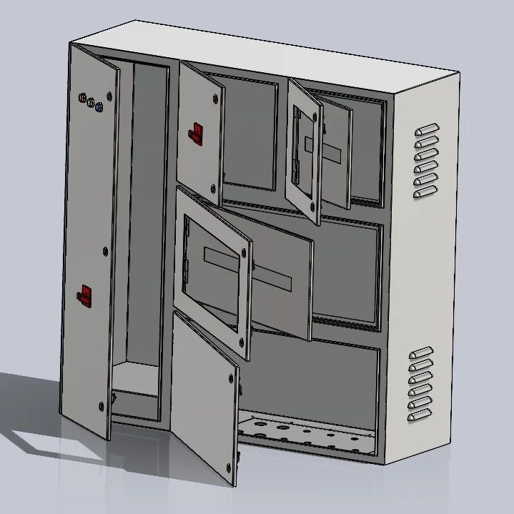 【工程机械】Electric Panel配电盘配电柜钣金结构3D图纸 STEP格式