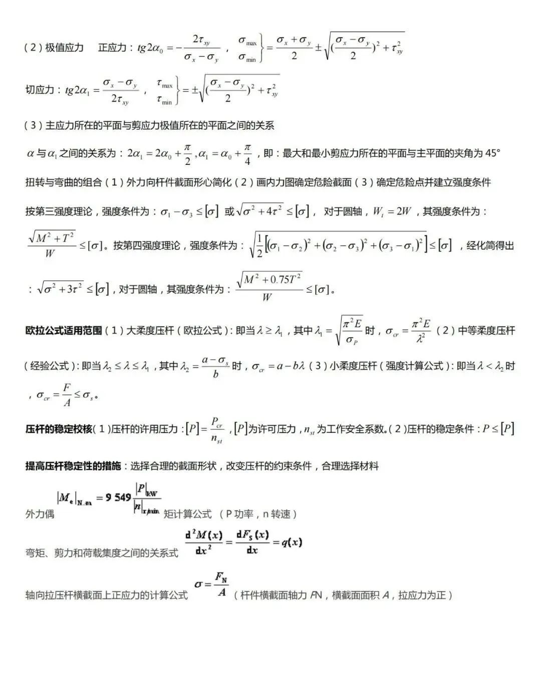 材料力学公式总结_材料-仿真秀干货文章