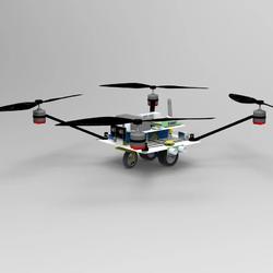 【飞行模型】轮式驱动四轴无人机结构3D图纸 STEP bip格式