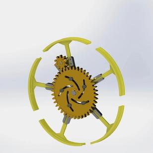 【工程机械】齿轮传动圆形伸缩机构3D数模图纸 Solidworks设计