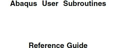 ABAQUS用户子程序参考手册:USDFLD