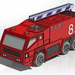 【其他车型】Fire engine消防车简易模型3D图纸 STP格式
