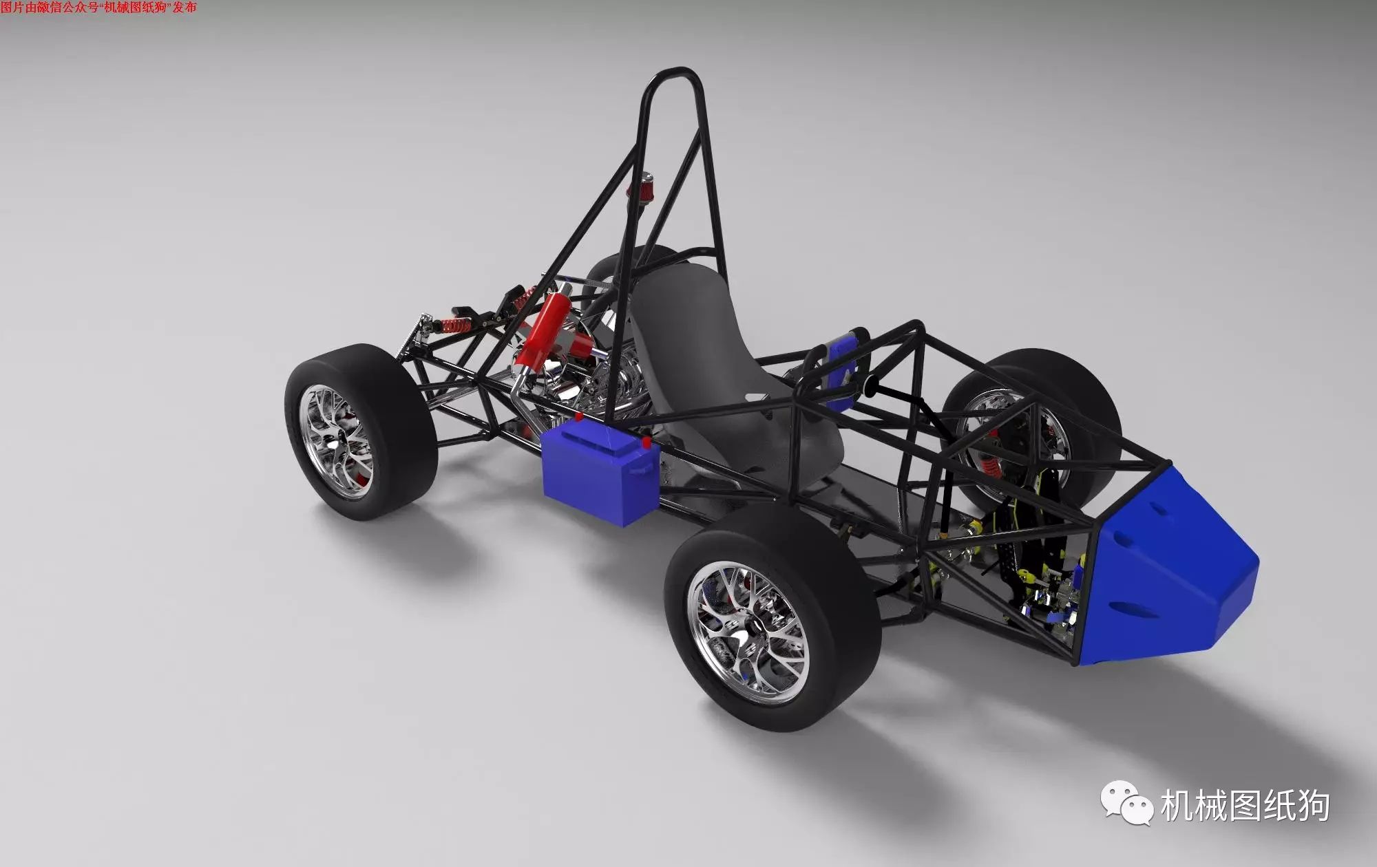 【卡丁赛车】三轮单座卡丁车三维建模图纸 SolidEdge设计 附STEP格式_SolidWorks-仿真秀干货文章