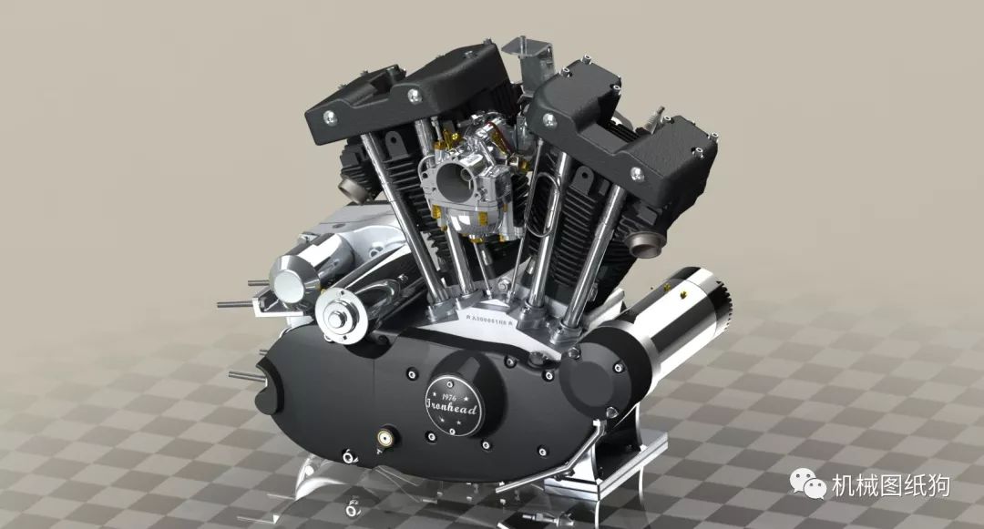 【发动机电机】xlh1000哈雷戴维森摩托车发动机图纸 solidworks设计