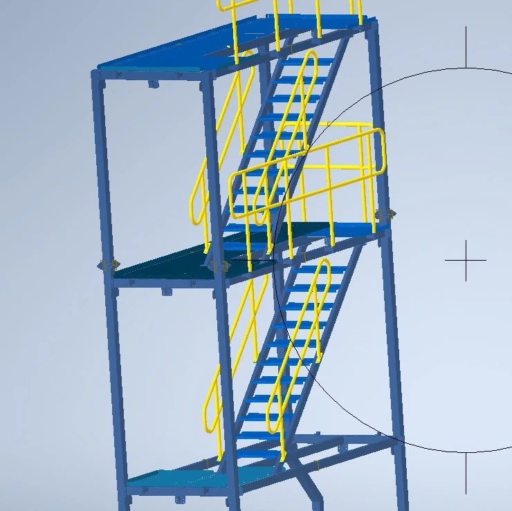 【工程机械】Plataforma带有可折叠楼梯的平台3D图纸 INVENTOR设计 附STP