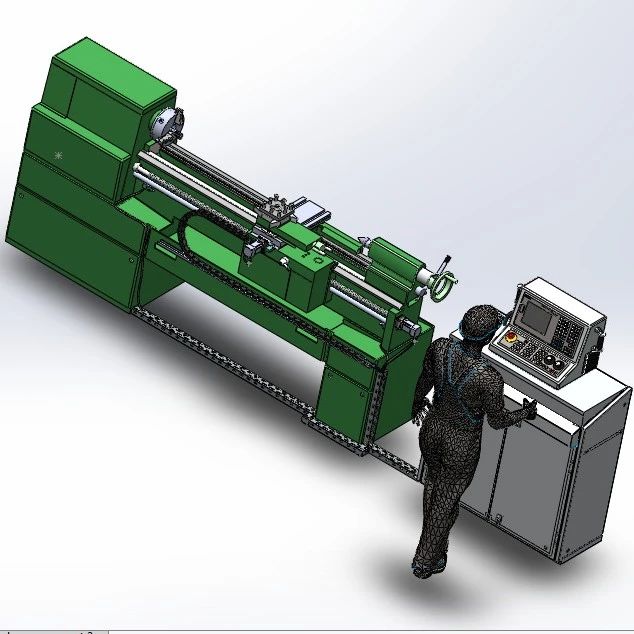 【工程机械】手动车床改装的数控车床3D数模图纸 Solidworks设计