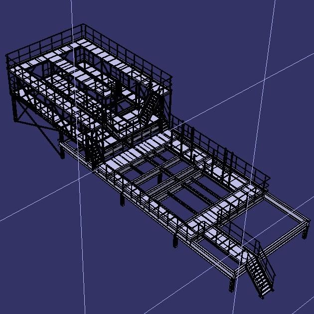 【工程机械】设备钢结构站台3D数模图纸 STEP格式
