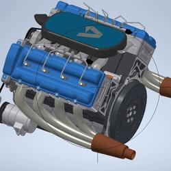 【发动机电机】engine-593 V8发动机模型3D图纸 INVENTOR设计