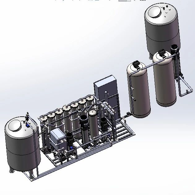 【工程机械】4000纯水制剂水处理设备机3D数模图纸 Solidworks18设计