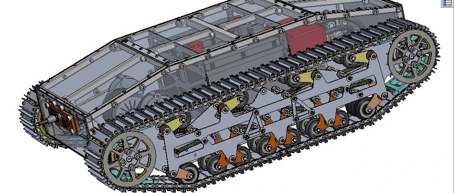  履带车底盘模型3D图纸 Solidworks设计 