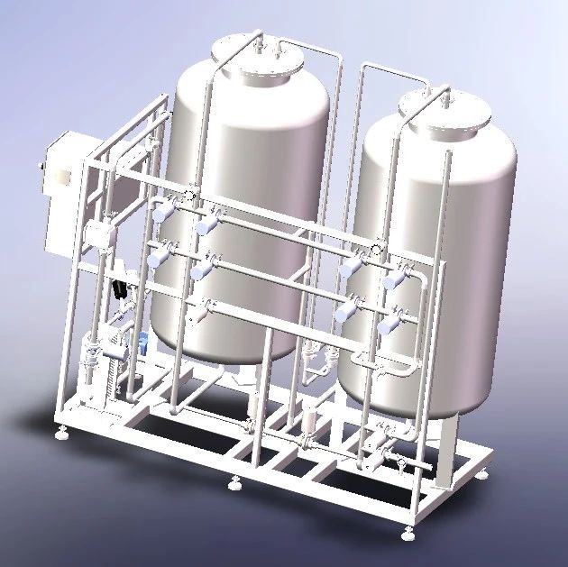 【工程机械】多介质活性炭装置3D数模图纸 Solidworks21设计 附STEP