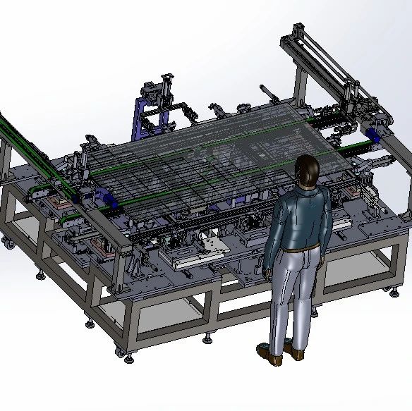 【工程机械】太阳能发电板组框设备3D数模图纸 Solidworks15设计 附x_t