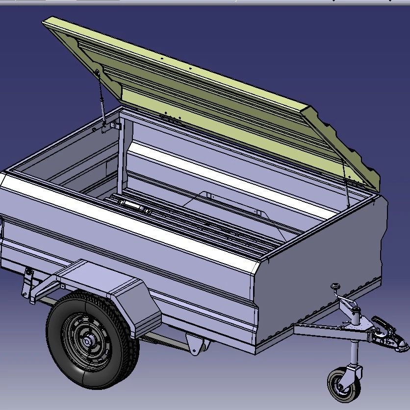 【工程机械】1.8 Meter Trailer拖车3D数模图纸 CATIA设计 附STP IGS