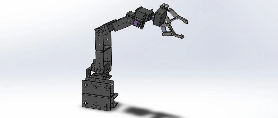 【机器人】6DOF伺服机械臂简易结构3D图纸 Solidworks设计