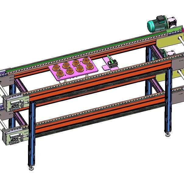 【工程机械】双层倍数链输送机3D数模图纸 Solidworks18设计