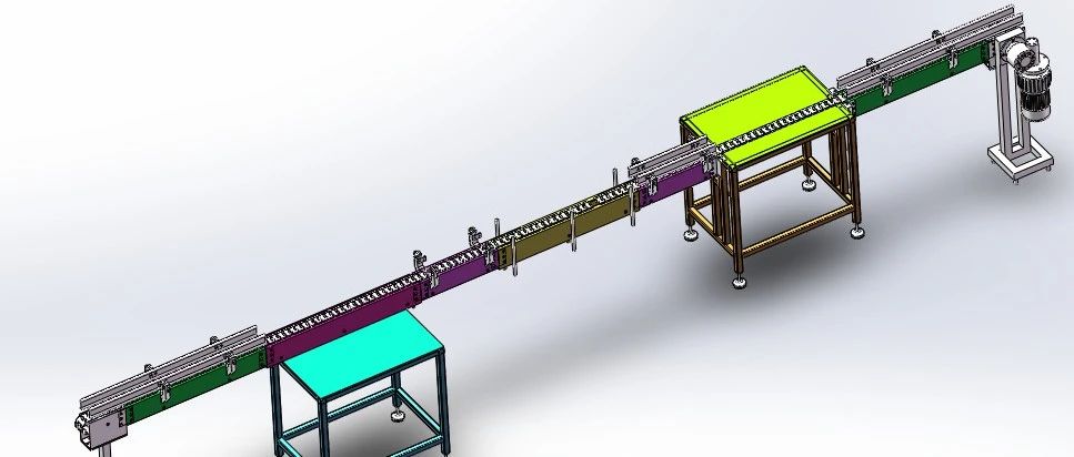 【工程机械】柔性链输送机设备3D数模图纸 Solidworks18设计