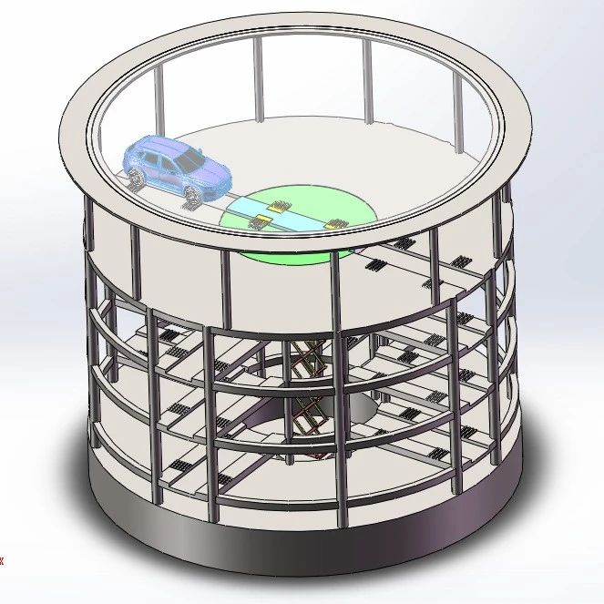【工程机械】沉井式立体车 库3D数模图纸 Solidworks16设计