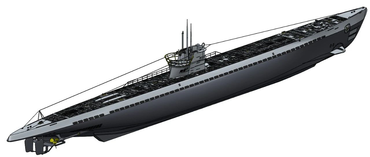 【海洋船舶】Type IXD2 Submarine太平洋潜艇简易模型3D图纸