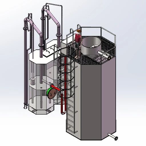 【工程机械】一体化滤池3D数模图纸 Solidworks16设计 附STEP