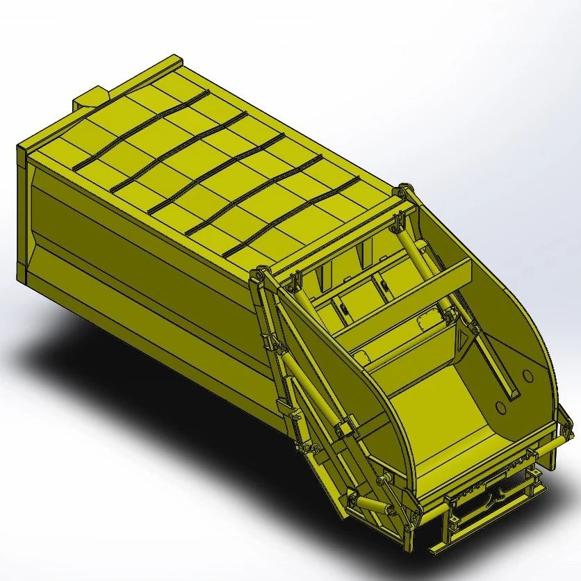 【工程机械】垃圾车垃圾压实箱3D图纸 igs格式