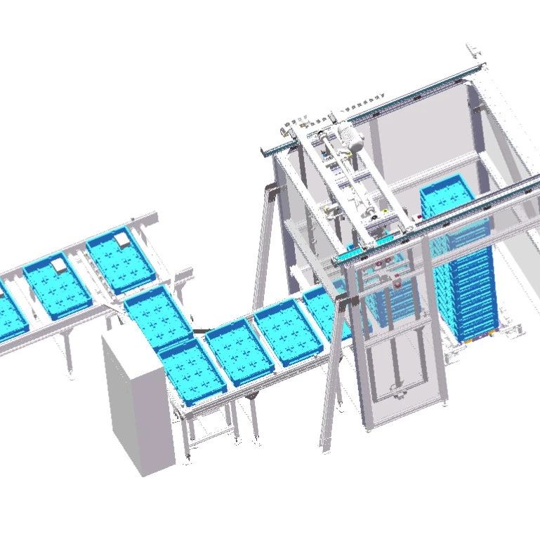 【非标数模】塑料箱堆垛机3D数模图纸 Solidworks18设计