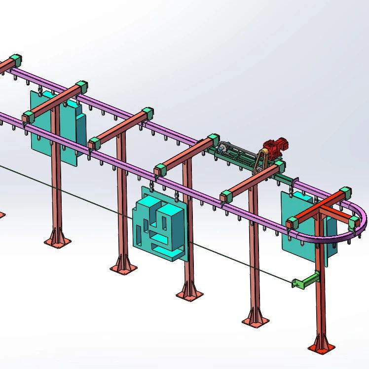 【工程机械】悬挂链输送线3D数模图纸 Solidworks18设计