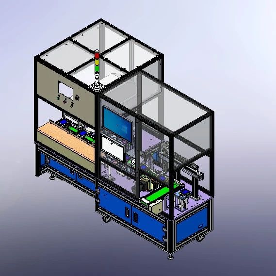 【非标数模】全自动电池移印喷码测试机3D数模图纸 Solidworks12设计