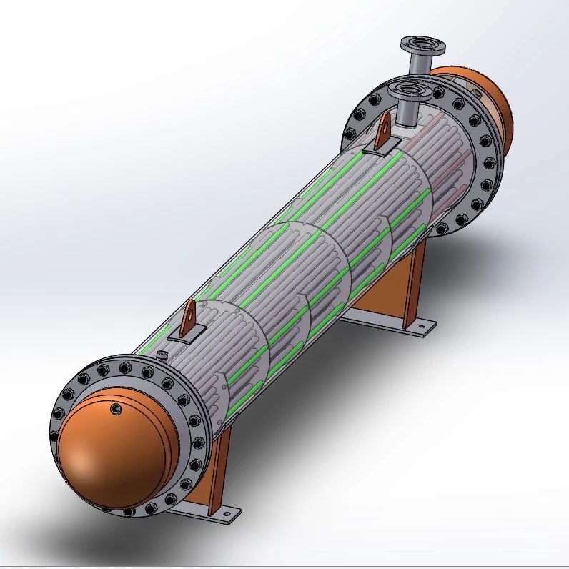 【工程机械】管壳式换热器3D数模图纸 Solidworks18设计
