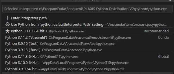 在VS Code中运行Plaxis Python
