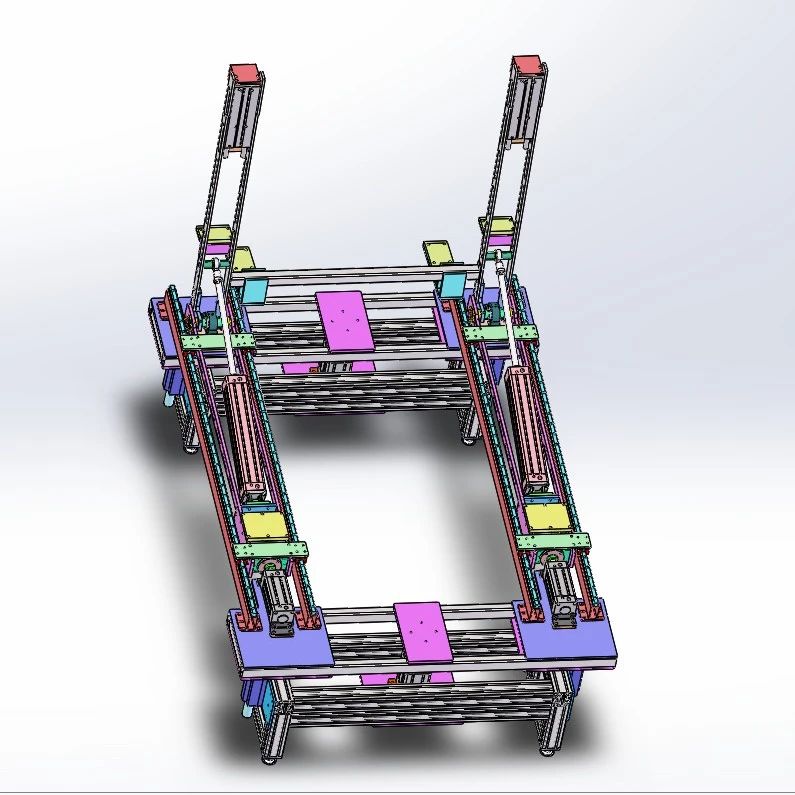 【非标数模】气缸驱动90度98寸电视立直机3D数模图纸 Solidworks16