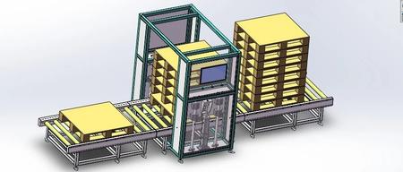 【工程机械】全自动卡板拆堆跺滚筒线设备3D数模图纸 Solidworks21设计