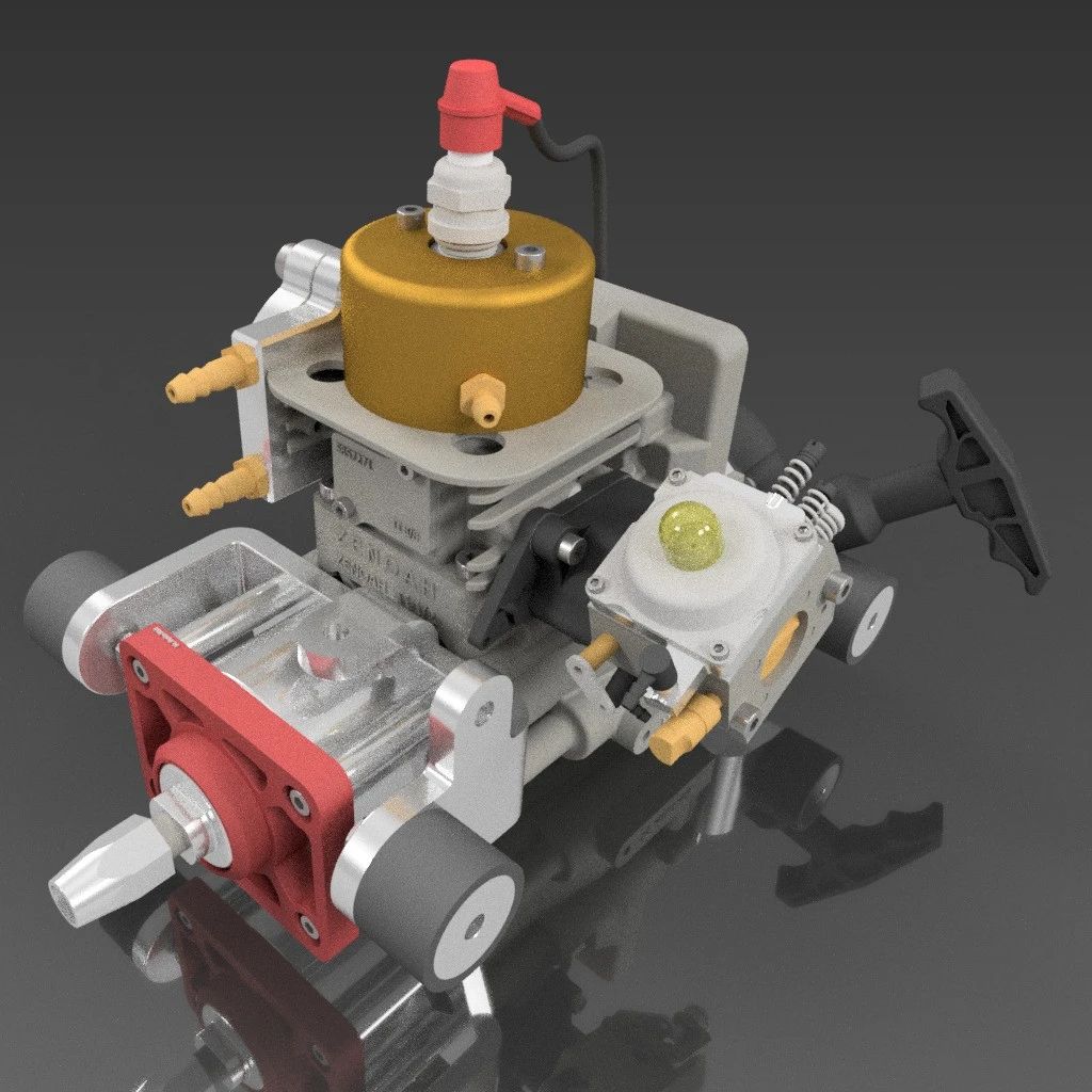 【发动机电机】Zenoah 30cc二冲程燃气发动机3D数模图纸 STP格式