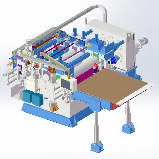 【工程机械】钢板矫直机3D数模图纸 Solidworks21设计 附STP