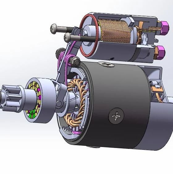 【工程机械】汽车起动机3D数模图纸 Solidworks18设计