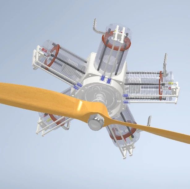 【发动机电机】5 cylinder 5缸径向发动机星形发动机3D图纸 INVENTOR设计