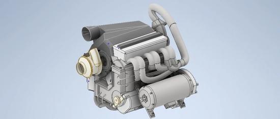 【发动机电机】V6涡轮混合动力发动机模型3D图纸 INVENTOR设计 附STP