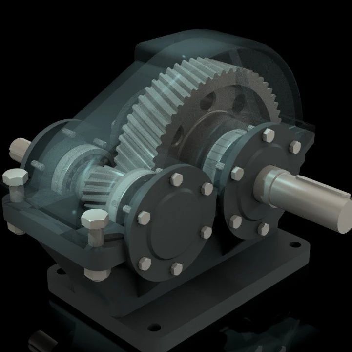 【差减变速器】speed-reducer一级斜齿轮减速器3D数模图纸 INVENTOR设计