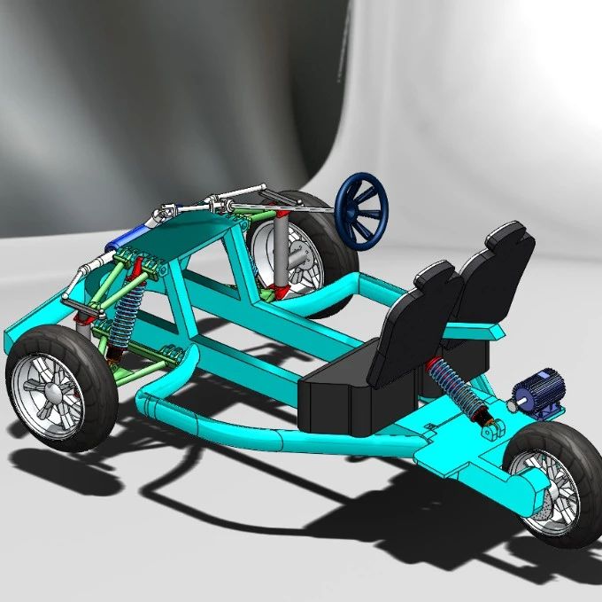 【其他车型】后驱三轮车底盘结构3D图纸 Solidworks设计