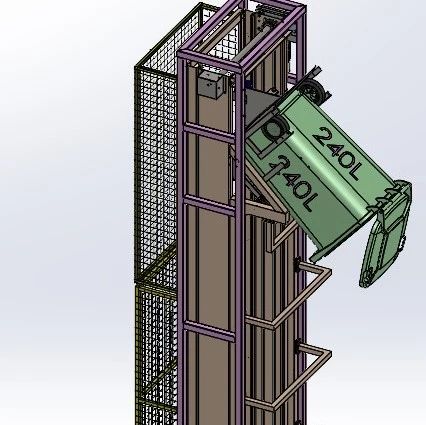 【工程机械】240L TRASH BIN LIFTER垃圾箱升降机3D数模图纸 STEP格式