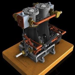 【发动机电机】vertical-twin-steam立式双缸蒸汽机3D数模图纸