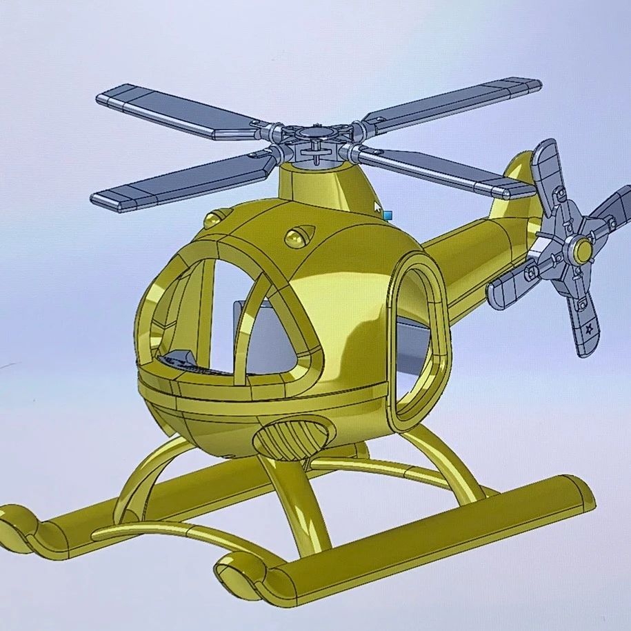 【飞行模型】Toy helicopter玩具直升机简易造型3D图纸 Solidworks设计