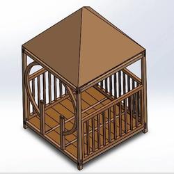 【生活艺术】disassemble拆卸式木构小亭子结构3D图纸 Solidworks设计