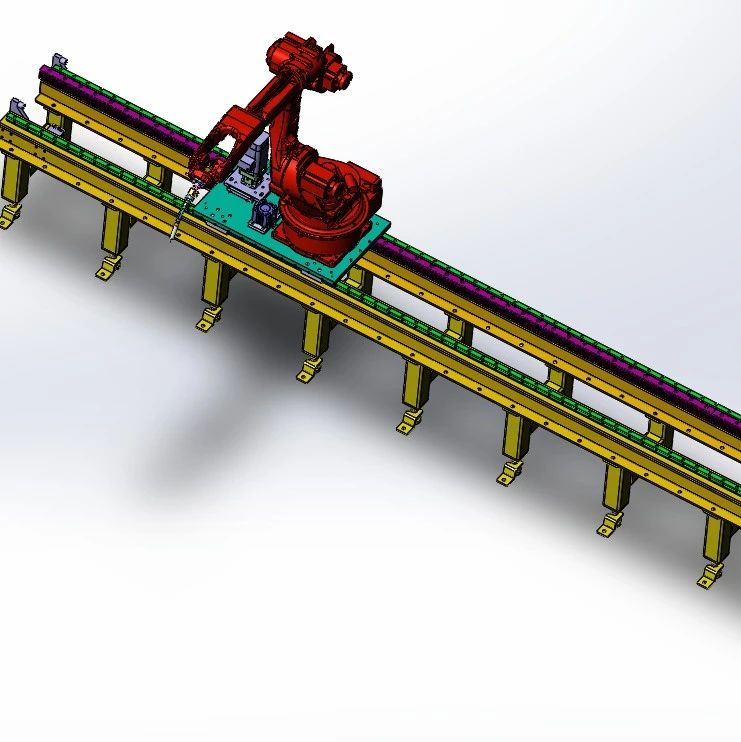 【工程机械】机器人焊接生产线行走轴3D数模图纸 Solidworks设计