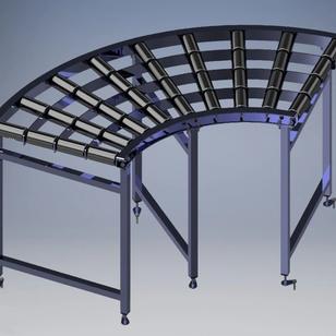 【工程机械】conveyor四分一圆弧输送机3D数模图纸 INVENTOR设计