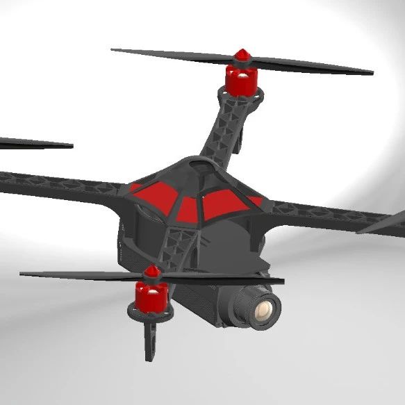 【飞行模型】drone-21简易四轴无人机框架结构3D图纸 Solidworks设计