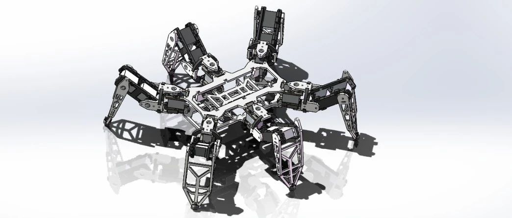 【机器人】Hexapod robot六足蜘蛛爬行机器人3D数模图纸 Solidworks设计