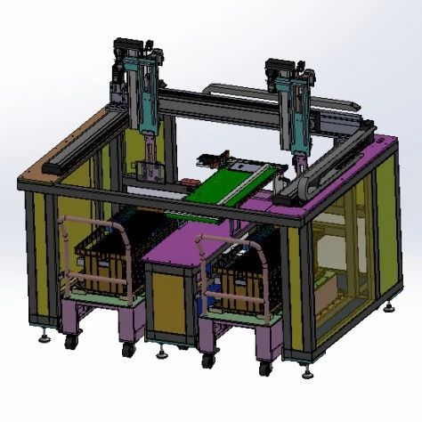 【非标数模】新能源电池上料取料搬运机3D数模图纸 Solidworks21设计