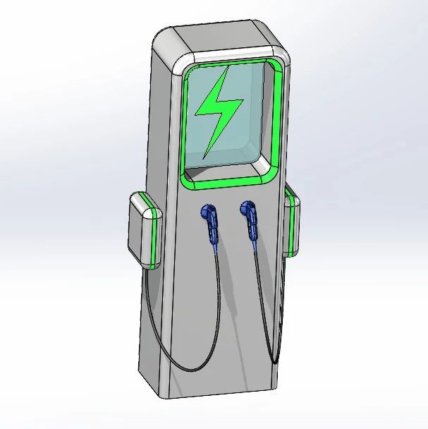 【工程机械】Electric car charge station电动汽车充电站外形3D图纸