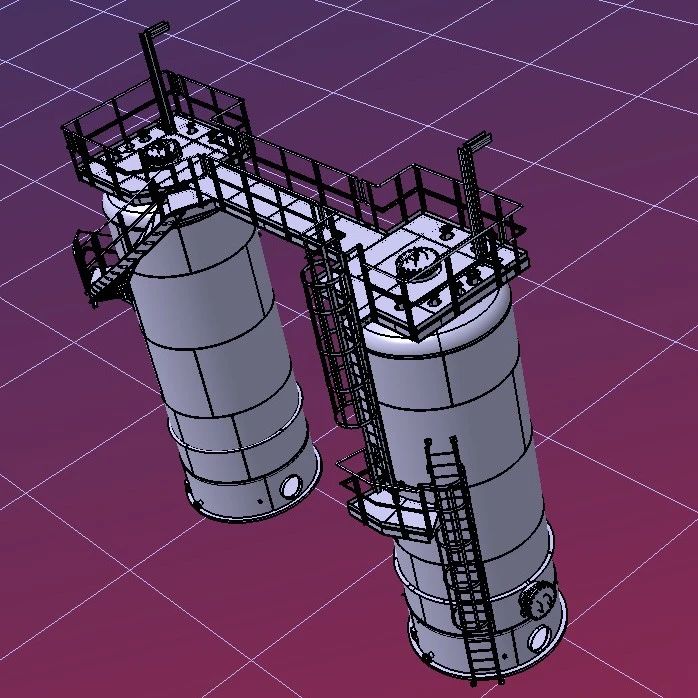 【工程机械】Vessel 60立方工业容器3D数模图纸 STEP格式