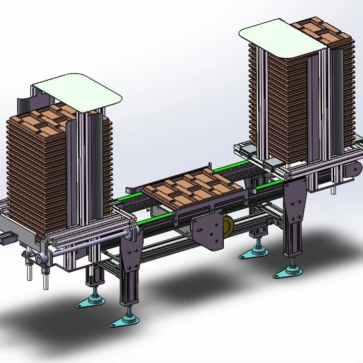 【非标数模】果苹上下料线 料盘上料收盘机3D数模图纸 Solidworks设计